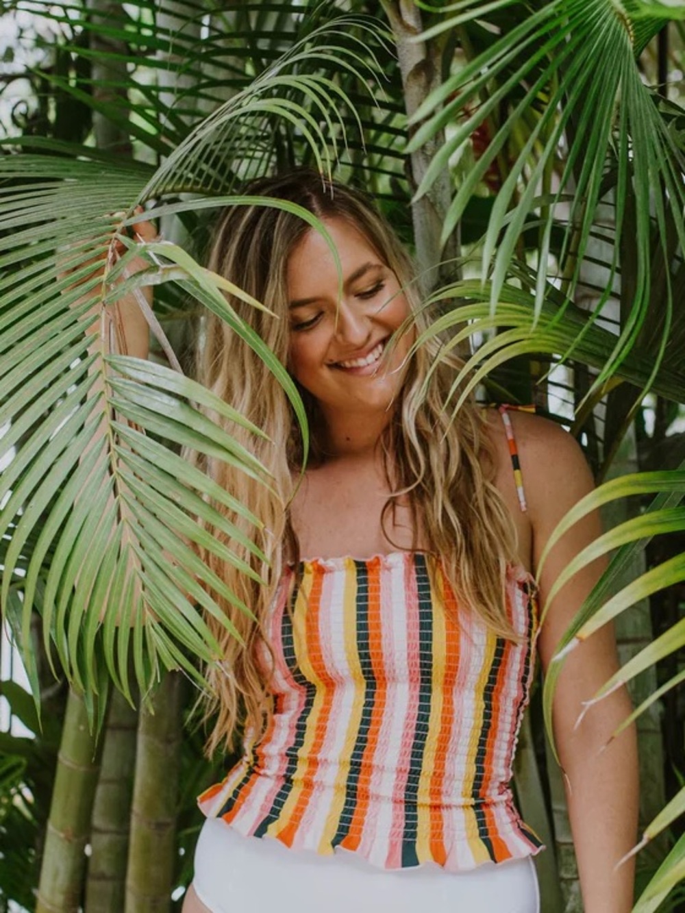 Lime Ricki Striped Tankini Set - Pink, Yellow & Green